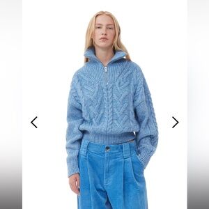 Ganni- BLUE CHUNKY CABLE ZIPPER BLOUSE